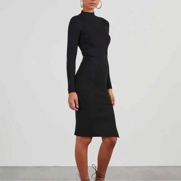 VICI Newtown Mock Neck Knit Midi Dress – Black – Size Small - Picture 3 of 7